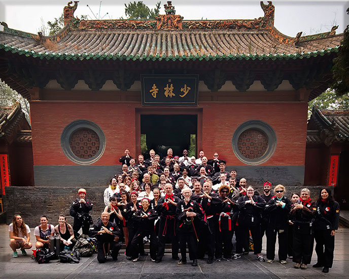 Kung Fu students in front of Shaolin Temple, birth place of Asian Martial Arts